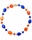 18" Carnelian and Lapis Combination Necklace with Vermeil Diamond Clasp