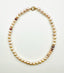 18" Natural Pink Freshwater Round Pearl Necklace with A Multi Moonstone Station Gold Vermeil Diamond Clasp