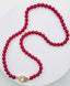 18" 6mm Smooth Natural Red Ruby Ball Necklace With Vermeil Diamond Clasp
