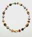 18" Natural Multi Colored Faceted Opal Sunstone Rondel Charcoal Coin Pearl Necklace with Gold Vermeil Clasp
