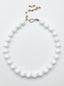 18" Large Faceted 14 mm White Agate Ball Necklace with Gold Fill Hook Clasp