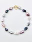 18" Multicolor Freshwater Baroque Pearl Necklace with Vermeil Flower Shaped Toggle Clasp