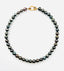 18" Small Dark Organic Tahitian Pearl Necklace with Two Tone Diamond Clasp