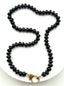 18" Facted Black Spinel Rondelle Necklace with Vermeil and Sterling Silver Diamond Clasp