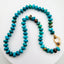 18" Faceted Natural Turquoise Rondelle Necklace with Two Tone Diamond Clasp