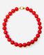 18" Red Round Smooth Jade Necklace with Two Tone Diamond Clasp