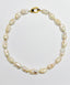18" AA Medium Freshwater White Baroque Pearl Necklace with Two Tone Diamond Clasp
