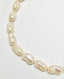 18" AA Medium Freshwater White Baroque Pearl Necklace with Two Tone Diamond Clasp