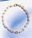 18" AA Medium Freshwater White Baroque Pearl Necklace with Two Tone Diamond Clasp