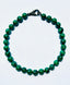 18" Green Malachite Fordite Ball Necklace with Black Spinel Clasp