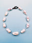 18" AAA Extra Large 30-35mm White Baroque Freshwater Pearl Necklace with a Large Sterling Silver Black Spinel Clasp