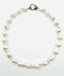 18" 15-20mm White Freshwater Baroque Pearl Necklace with Sterling Silver Diamond Clasp