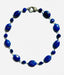 18" AAA Faceted Bright Oval and Bright Blue Coin Lapis Necklace with Sterling Silver Diamond Clasp