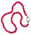 18" Smooth Pink Topaz Rondelle Necklace with Sterling Silver Diamond Clasp