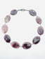 18" Large Oval Smooth Purple and Mauve Chalcedony Necklace with Sterling Silver Clasp