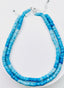 18" Faceted Ombré Peruvian Blue Opal Heishi Necklace with Sterling Silver Clasp and Chain