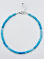 18" Faceted Ombré Peruvian Blue Opal Heishi Necklace with Sterling Silver Clasp and Chain