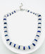 18" Matte Crystal Quartz and Lapis Rondelle Necklace with Sterling Silver Clasp and Chain