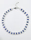 18" Matte Crystal Quartz and Lapis Rondelle Necklace with Sterling Silver Clasp and Chain