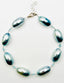 18" Natural Blue Philippine Shell and Small Faceted Oval Aquamarine Necklace with Sterling Silver Clasp