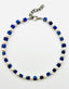 18" Lapis Cube and White Freshwater Pearl Necklace with Sterling Silver Clasp