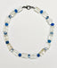 18" Crystal Quartz Cylinder, Blue Mystic Quartz and Blue Chalcedony Ball Necklace with Sterling Silver Clasp