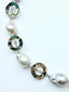 18" Abalone Donut, Grey Baroque Pearl, and Labradorite Rondelle Necklace