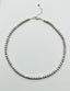 18" Grey 6mm Freshwater Round Pearl and Faceted White Pyrite Ball Necklace with Sterling Silver Clasp