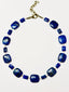 18" AAA Flat Faceted and Faceted Rectugular Lapis Necklace