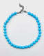 18" Large Blue Turquoise 12mm Shell Based Ball Necklace with Sterling Silver Hook Clasp