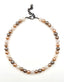 Mystic Tan, Champagne, Grey, and White Faceted Necklace with Sterling Silver Clasp, 18"