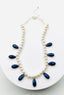 18" Freshwater Pearl and 6mm Lapis with Sterling Silver Clasp