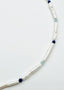 18" Freshwater Stick Pearl with Aquamarine and Lapis and Sterling Silver Clasp
