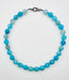 18" Faceted Turquoise Agate Ball and Apatite Necklace