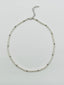 18" 4mm Extra Small Freshwater Pearl and Pyrite Faceted Bead Necklace with Sterling Silver 2"Extension Chain