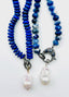 18" Faceted Sodalite Rondellle Necklace with Large Blue Sapphire and Diamond Sterling Silver Clasp