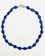 18" AA Bright Blue Smooth Oval Lapis and Kyanite Rondelle Necklace with Sterling Silver Carabiner