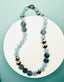 18" Aquamarine, Kyanite and Pyrite Necklace with Diamond Clasp