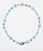 18" Faceted Aquamarine, Pyrite and Light Blue Freshwater Pearl Combination Necklace with Diamond Clasp
