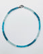 18" Faceted Shades Of Blue Aquamarine, Apatite and London Blue Quartz Heishi Cut Necklace with Diamond Clasp