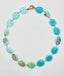 18" Flat Faceted Peruvian Opal, Amazonite and Aqua Chalcedony Mixed Necklace with Two Tone Diamond Clasp