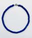 18" Bright Blue Smooth Lapis Rondelle Necklace with Sterling Silver Diamond Clasp