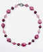 Thiulite, Strawberry Quartz, and Red Freshwater Pearl Necklace with Sterling Silver Diamond Clasp, 18"
