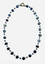 18" Hand Cut Hexagon Blue Sapphire and Kyanite Mix Necklace with Sterling Silver Diamond Clasp