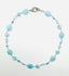 18" AAA Hand Cut Aquamarine and Pearl Mix Necklace with Sterling Silver Diamond Clasp