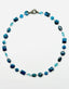 18" Faceted Chrysocola and Multi-Shape Apatite Mix Necklace with Sterling Silver Diamond Clasp
