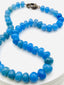 18" Faceted Blue Chalcedony Rondelle Necklace with Sterling Silver Diamond Clasp