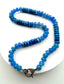 18" Faceted Blue Chalcedony and Denim Lapis Rondelle Necklace with Sterling Silver Diamond Clasp