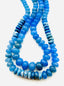 18" Faceted Blue Chalcedony and Denim Lapis Rondelle Necklace with Sterling Silver Diamond Clasp