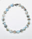 18" Natural Coin Shaped Blue Boulder Opal with Organic Aquamarine Slices with Diamond Clasp